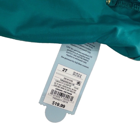 Cat & Jack Toddler's Mermaid Bathing Suit w/Tail Skirt; Teal; Size 2T - Picture 6 of 7